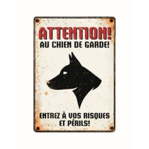 Panneau Métallique Chien De Garde Profil