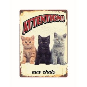 Panneau Métallique Chats Trois
