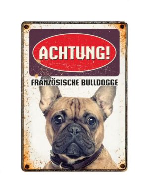 Schild Blech Französische Bulldog