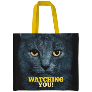 Canvas Tote Bag Cats Eyes Black