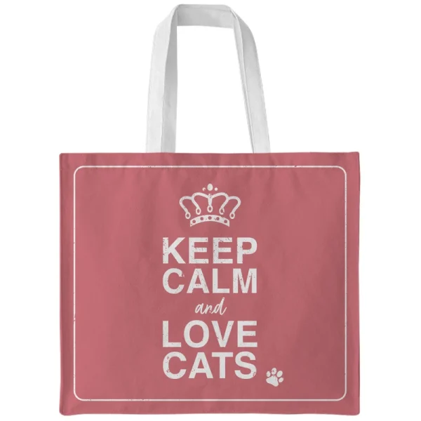 Canvas Tote Bag Keep Calm Love Cats